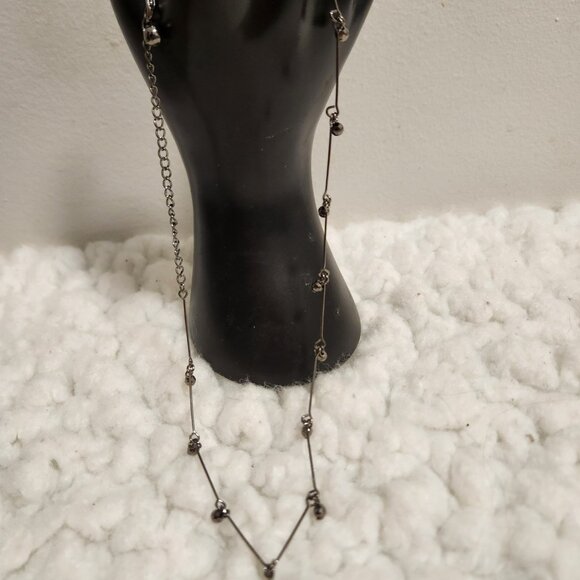 Delicate Black Costume Necklace – Smoky Black Beads, 16” Chain - Picture 6 of 10